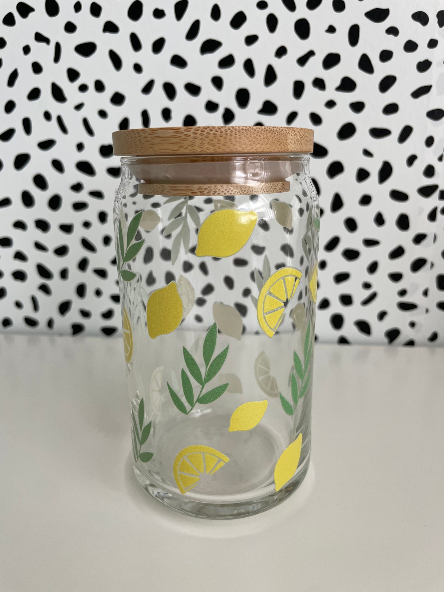 Lemons 16 oz Glass Can Cups