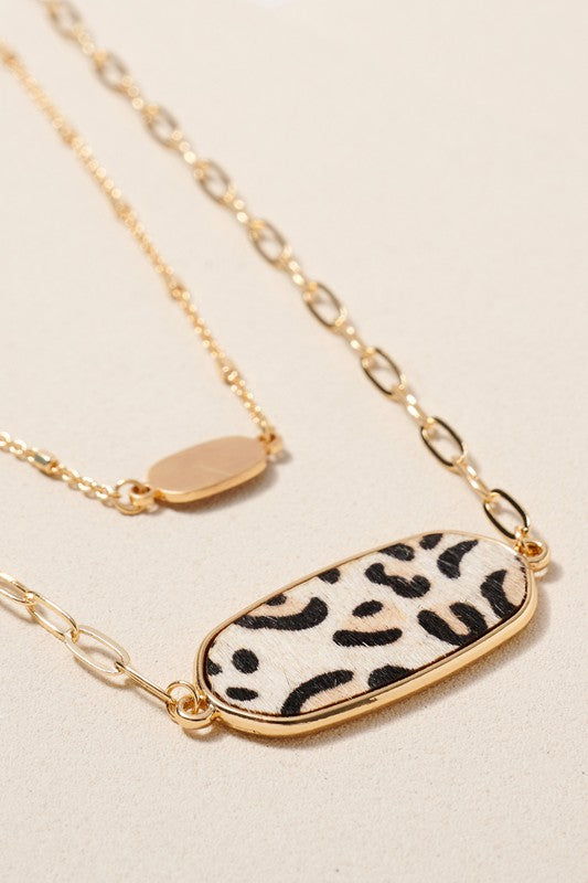 Leopard Print Layered Necklace