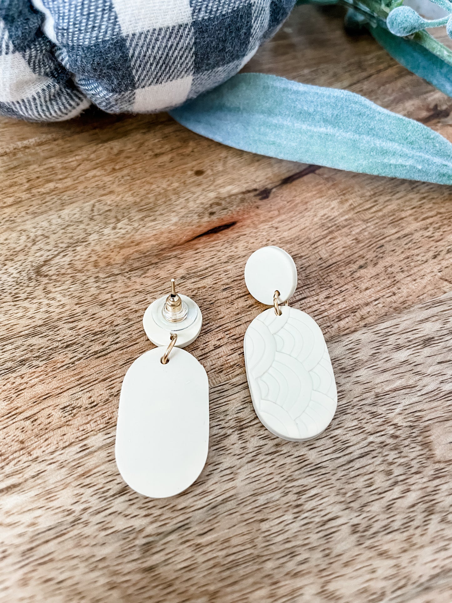 Boho Oval Clay Drop Earrings