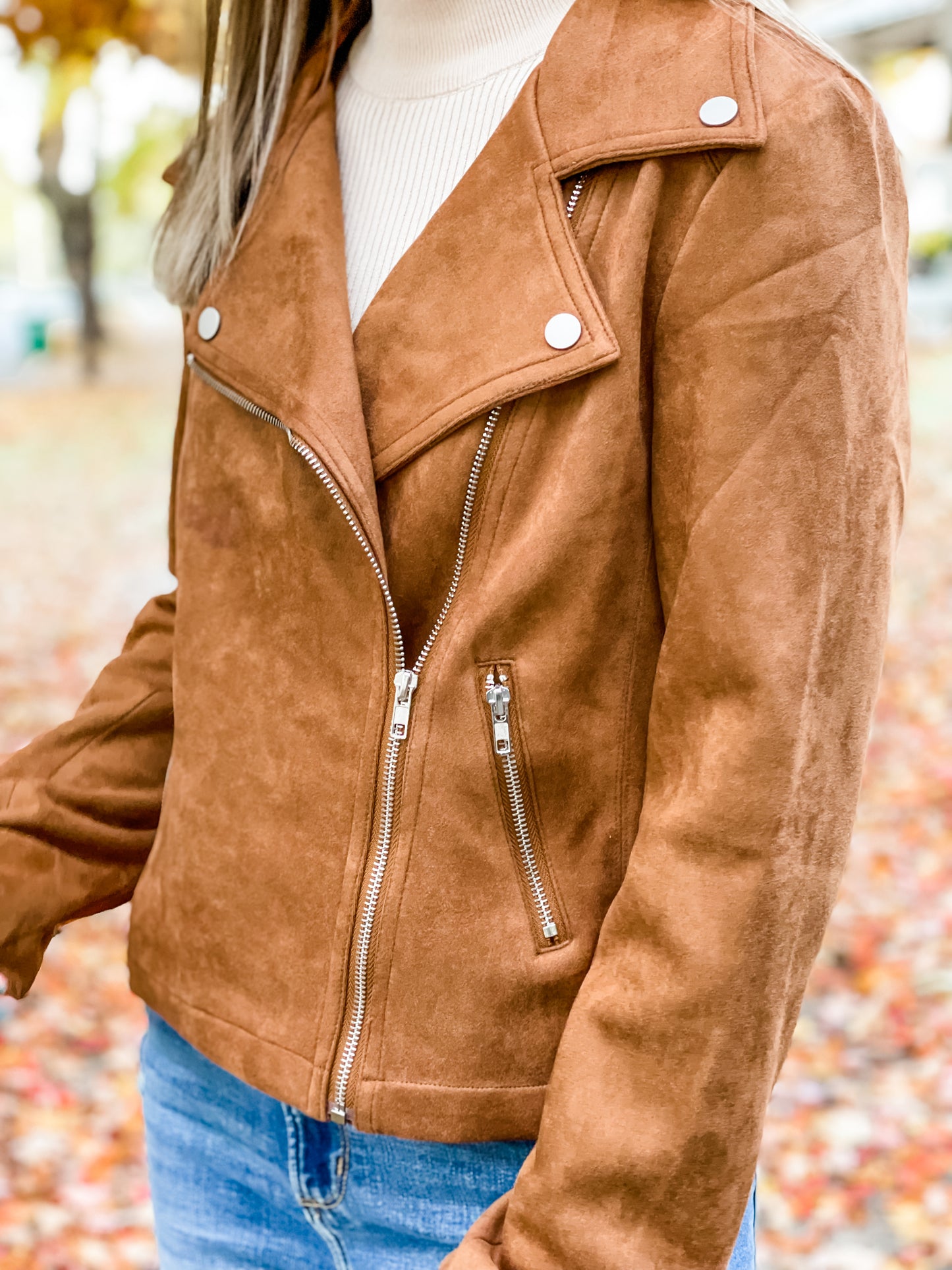 Camel Suede Moto Jacket