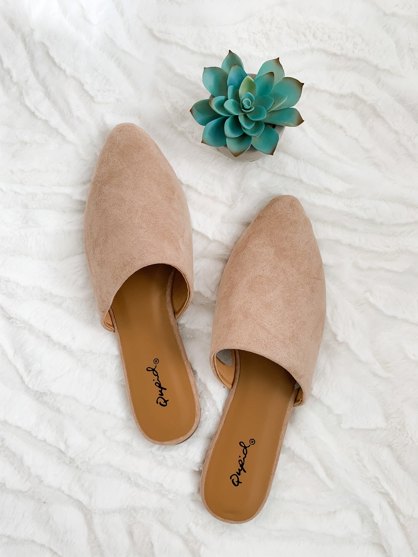 Warm Taupe Suede Mules