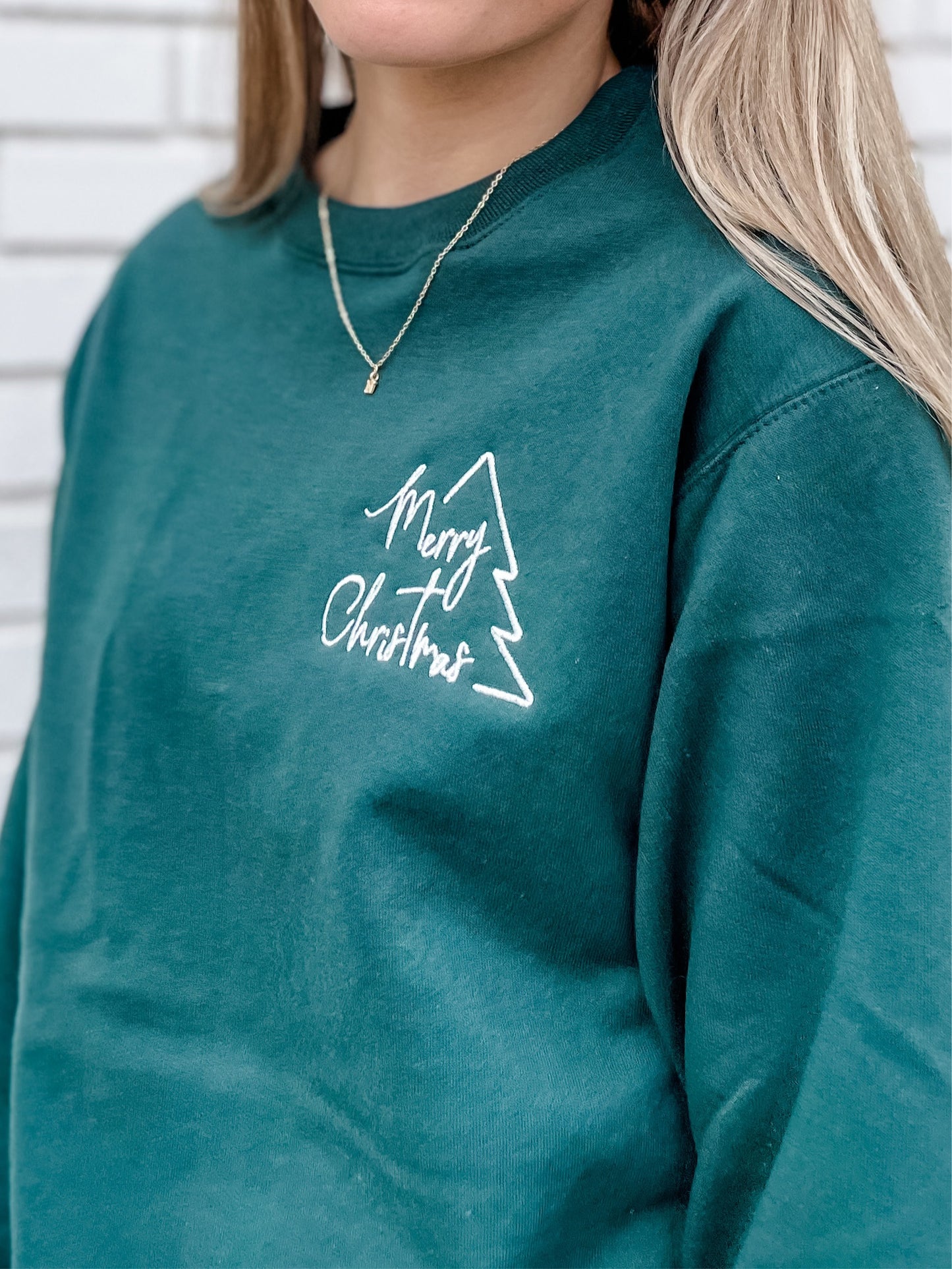 Merry Christmas Embroidered Crewneck Sweatshirt