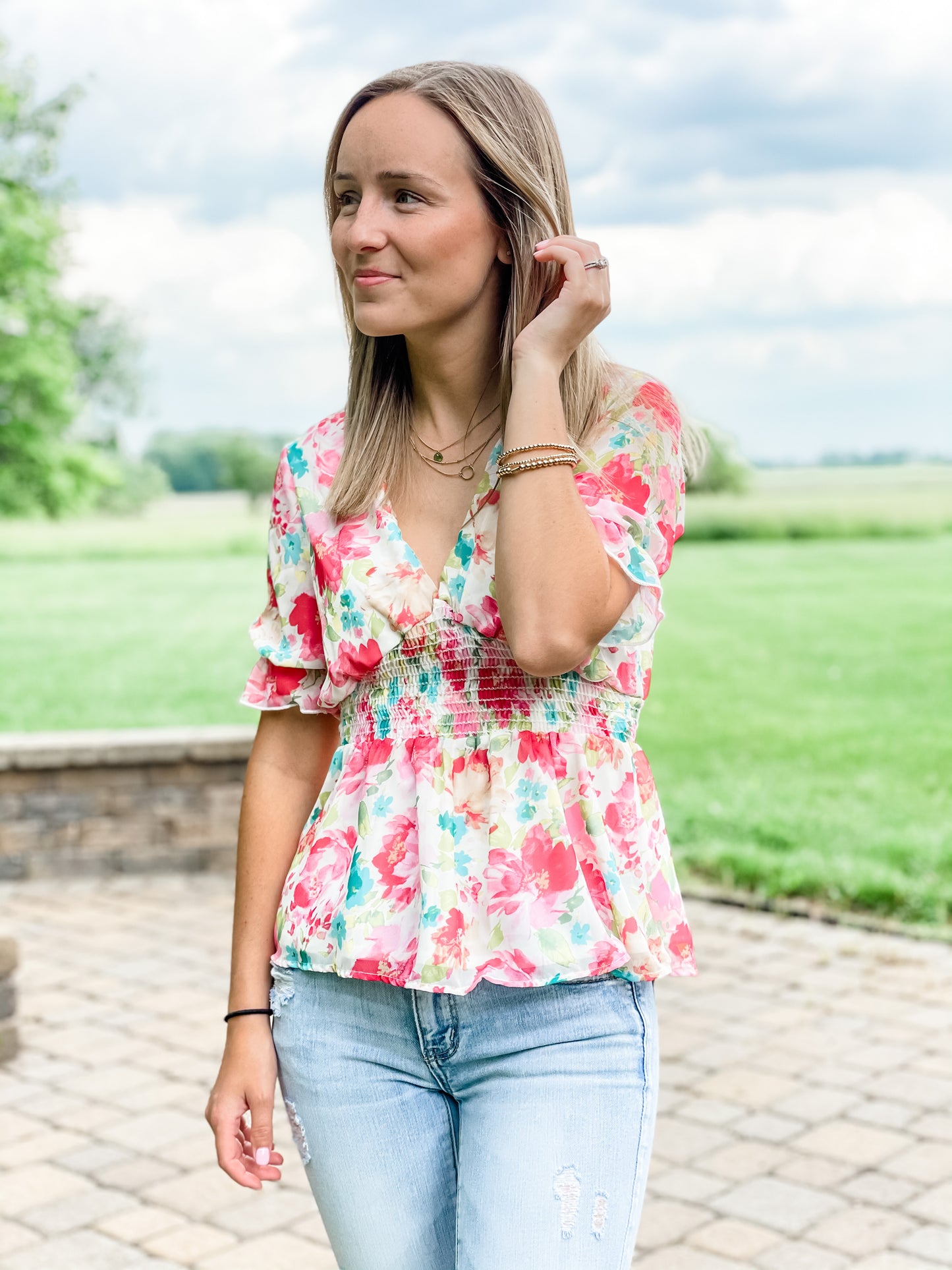 Floral Smocked Blouse