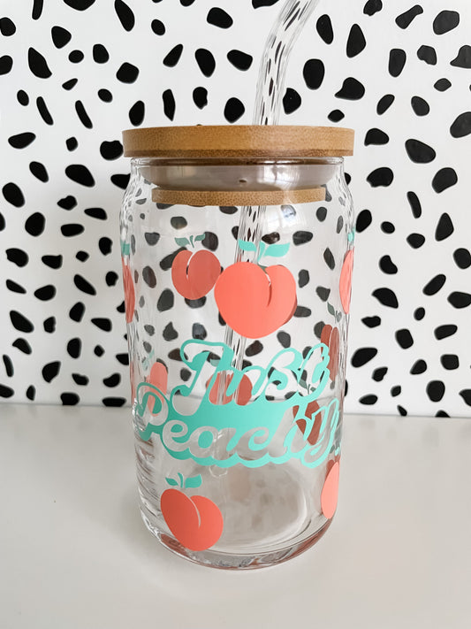 Just Peachy 16 oz Glass Can Cups