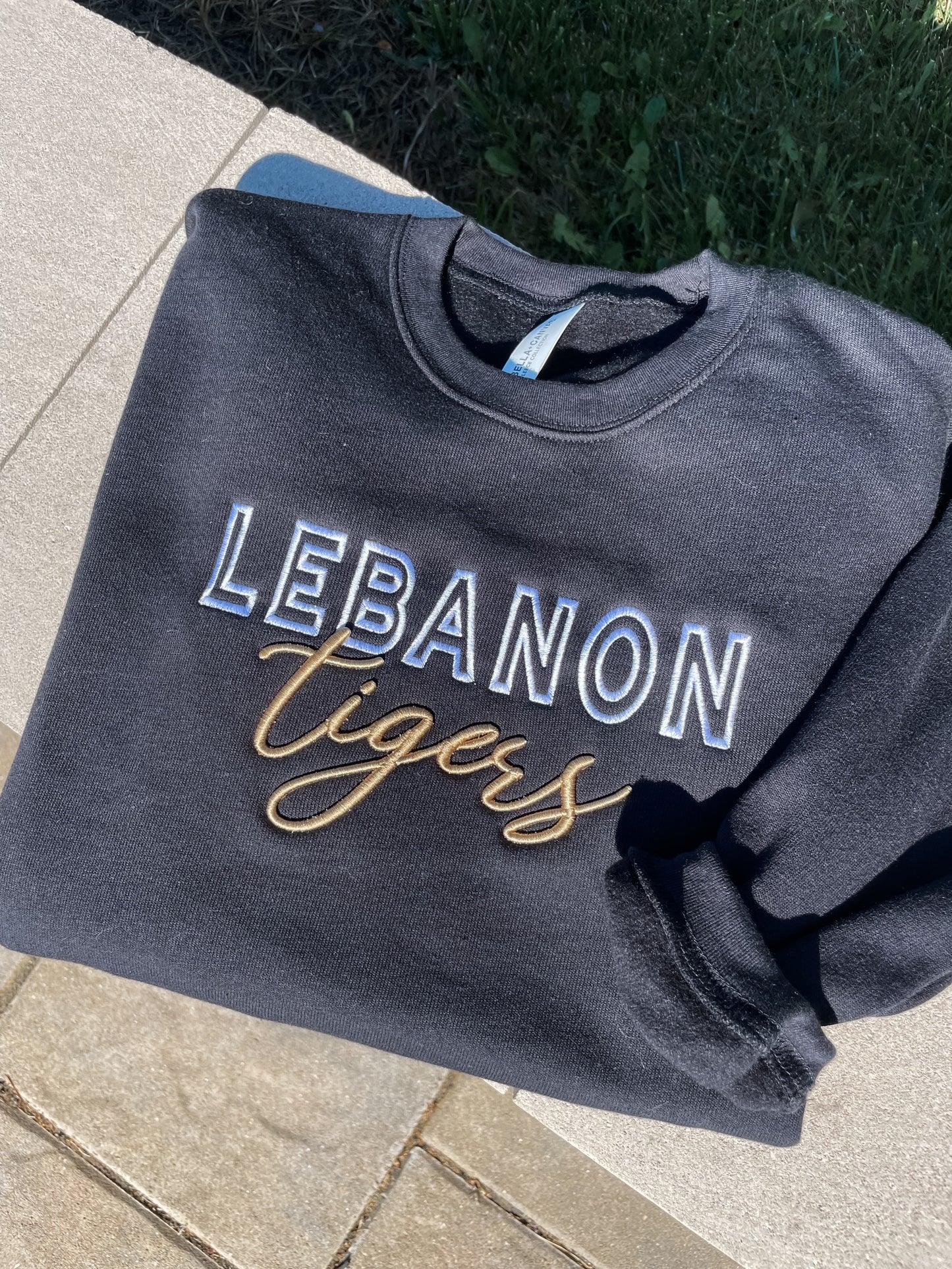 Lebanon Tigers Puff Embroidered Crewneck Sweatshirt