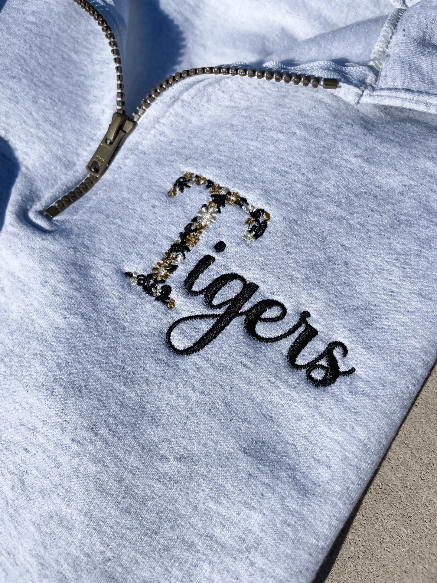 Floral Lebanon Tigers Embroidered Quarter Zip Sweatshirt