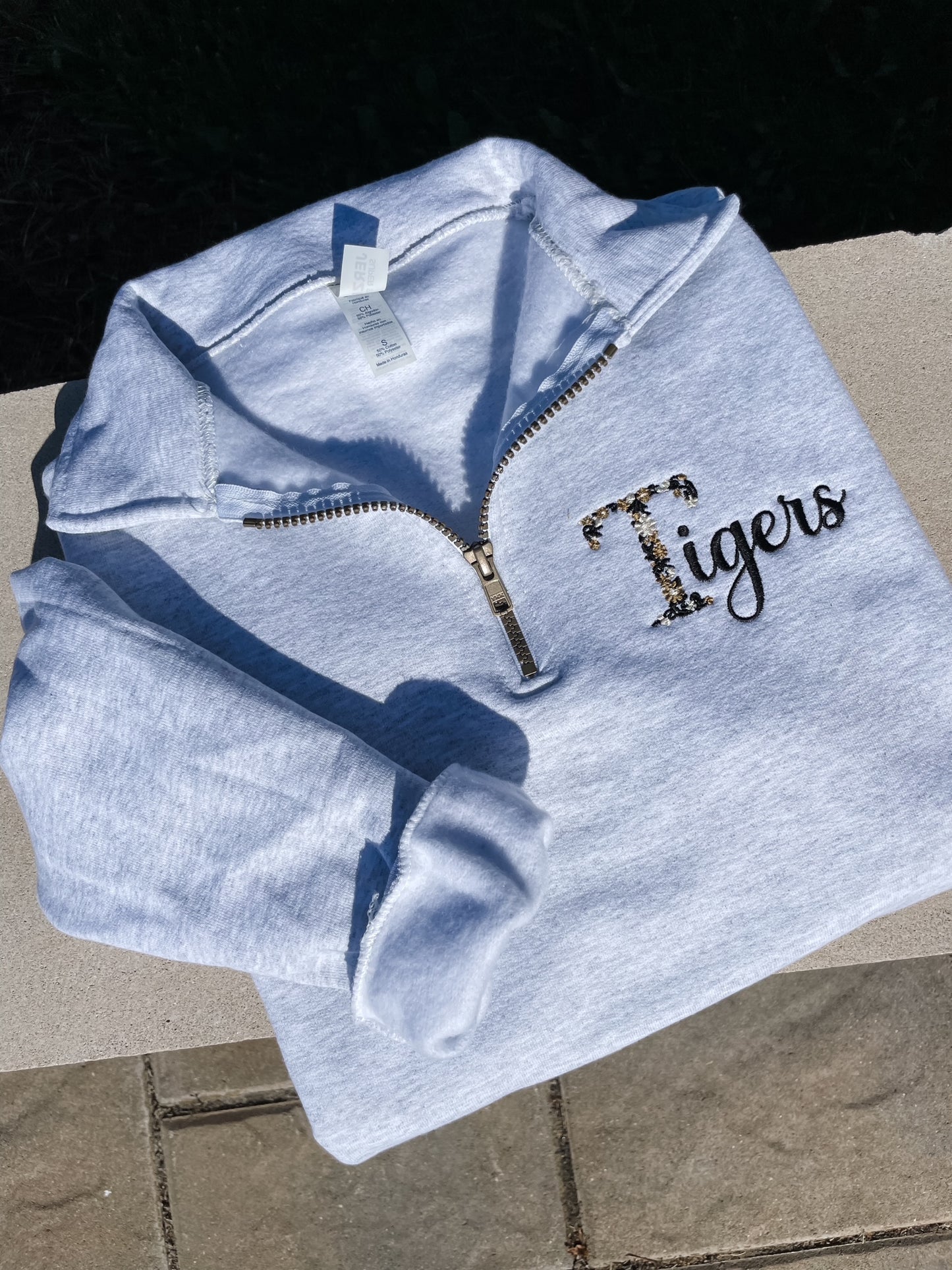 Floral Lebanon Tigers Embroidered Quarter Zip Sweatshirt