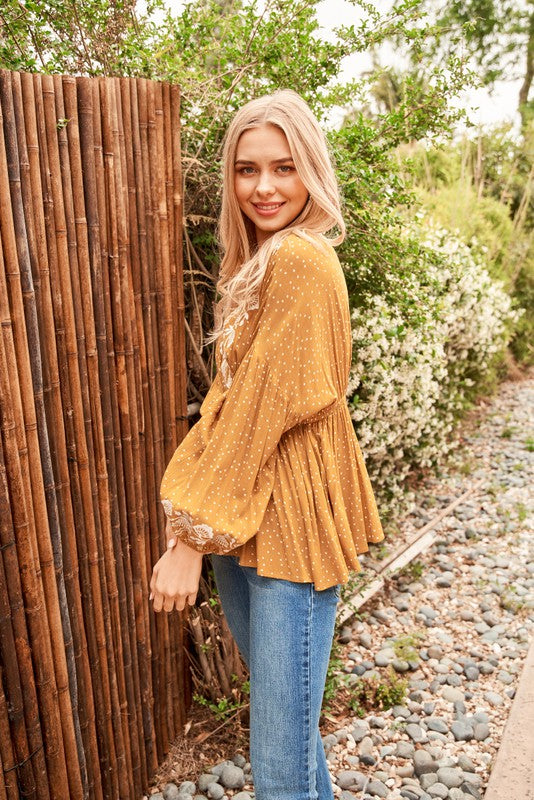 Hailey Embroidered Crossover Blouse