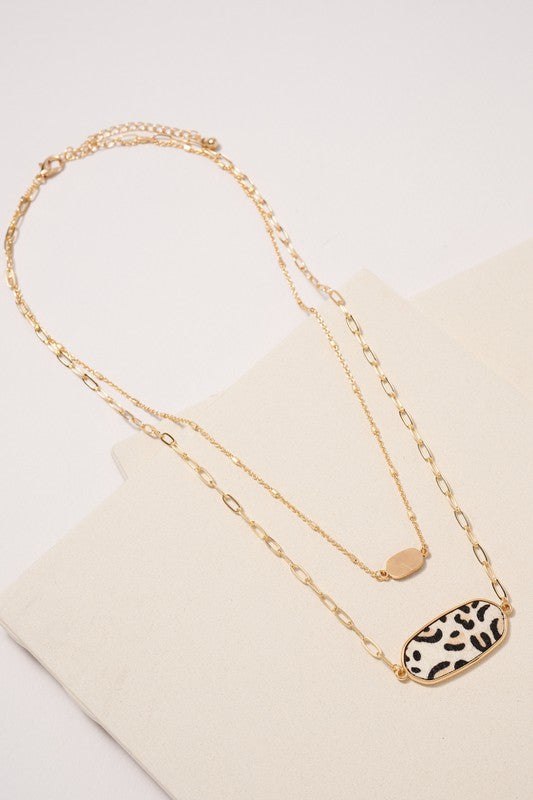 Leopard Print Layered Necklace