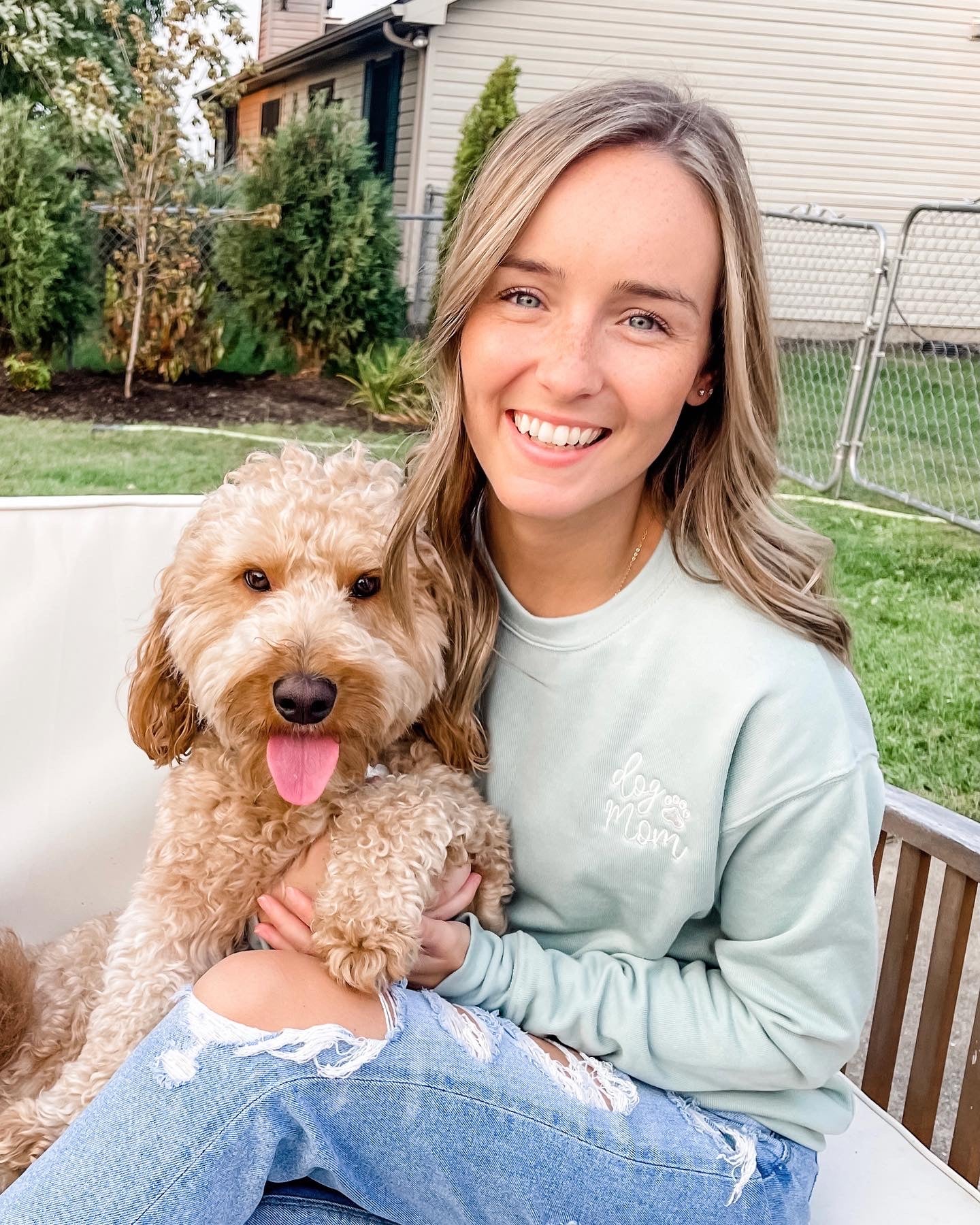 Dog Mom Embroidered Crewneck Sweatshirt