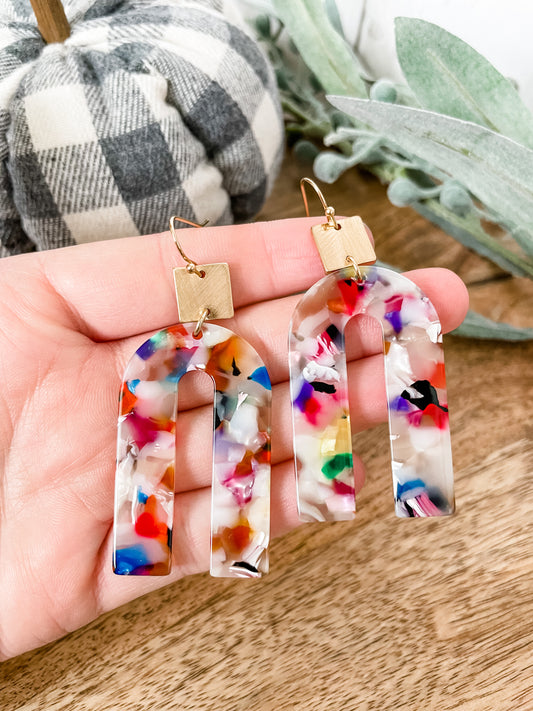 Acetate U-Shape Hook Drop Earrings
