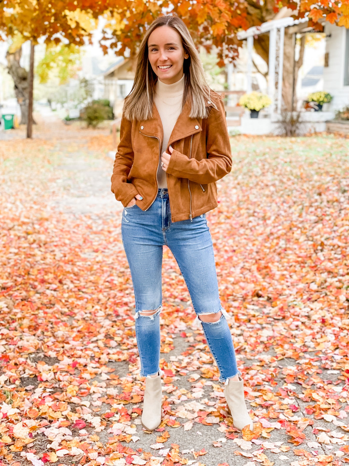 Camel Suede Moto Jacket