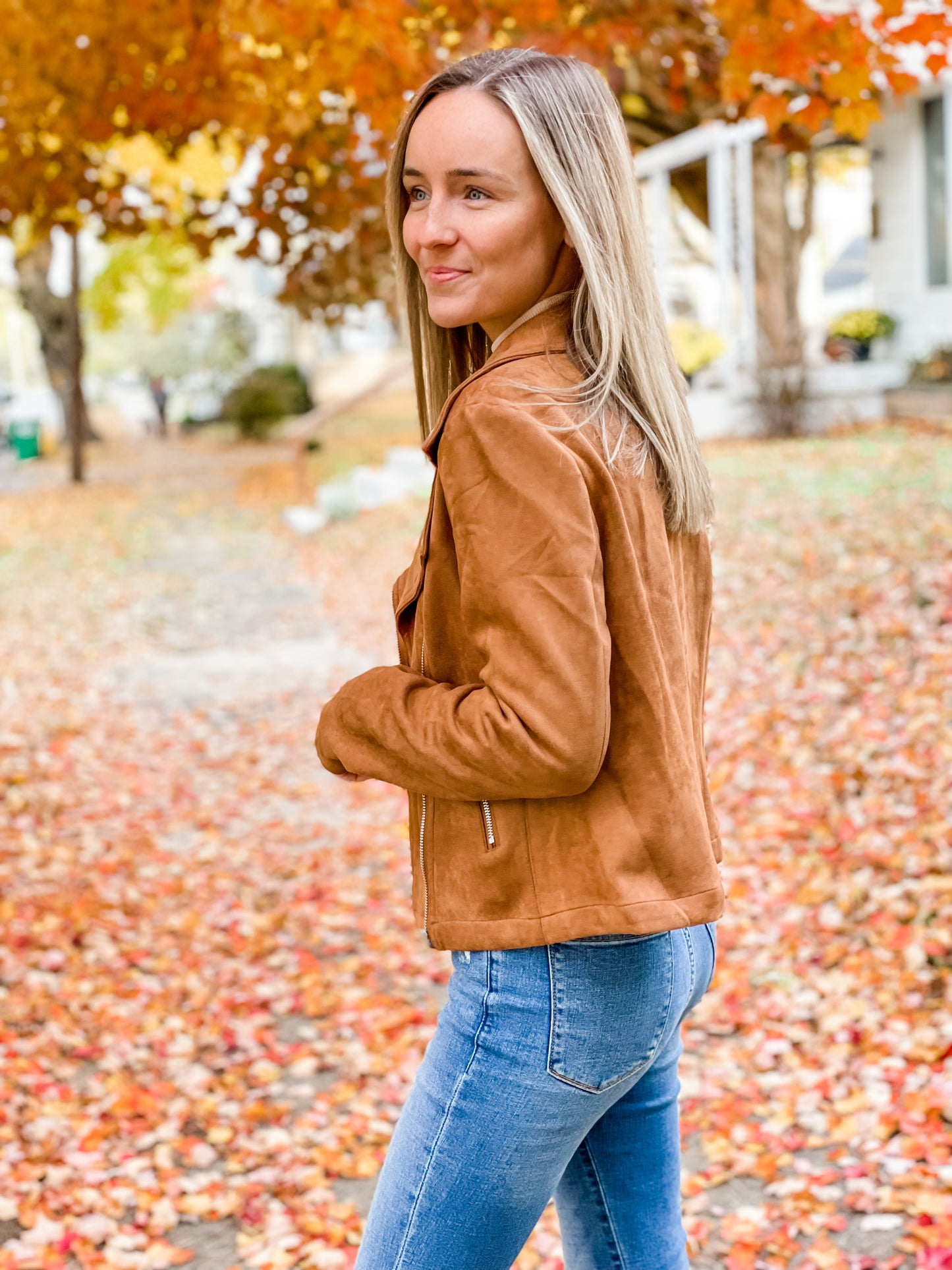 Camel Suede Moto Jacket