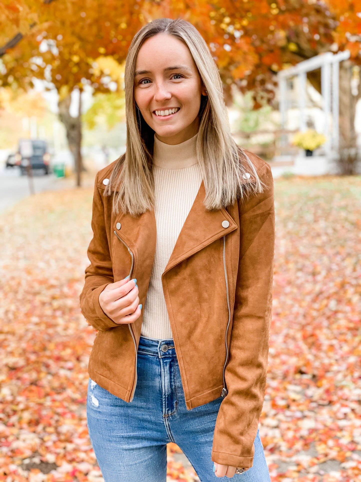Camel Suede Moto Jacket