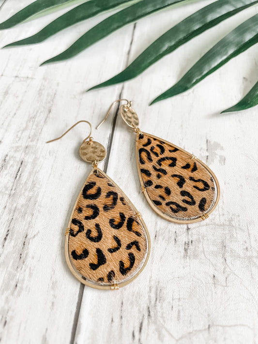 Leopard Print Teardrop Earrings