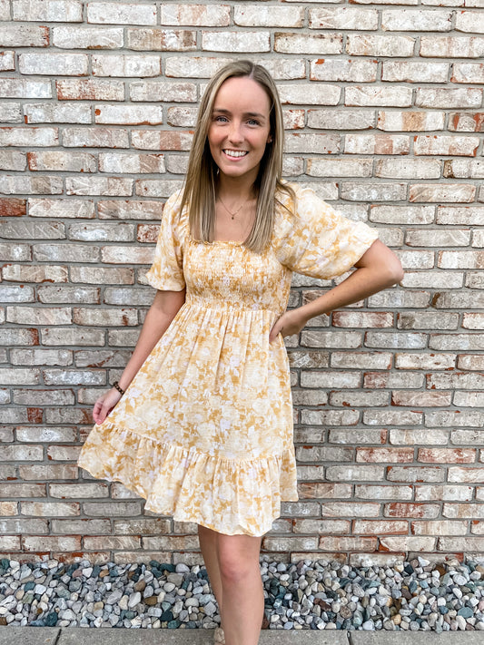 Honey Smocked Floral Dress
